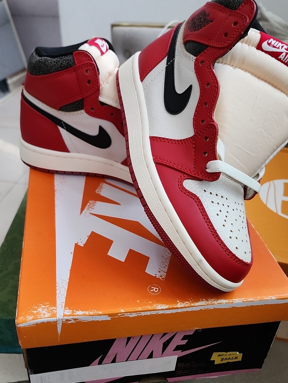 Lost & Found Retro 1 Nike Kids Red White Black High-Top Sneakers - Youth Swoosh